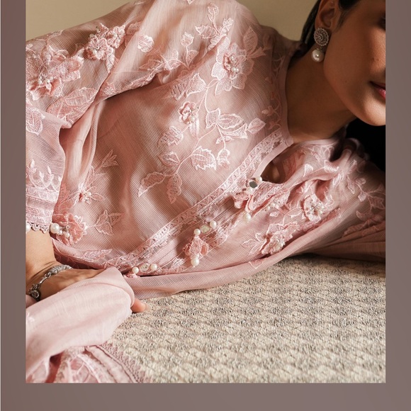 Sana Safinaz XL Blush Pink Floral Women's Kurta Set - Picture 2 of 8